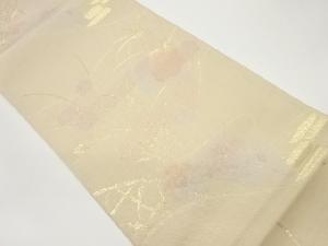 曲線・秋草模様織出し夏用袋帯